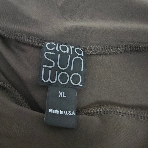 Ciara SunWoo Brown Pull On Slinky Wide Flare Leg Slacks Palazzo Knit Stretch XL - Picture 4 of 12